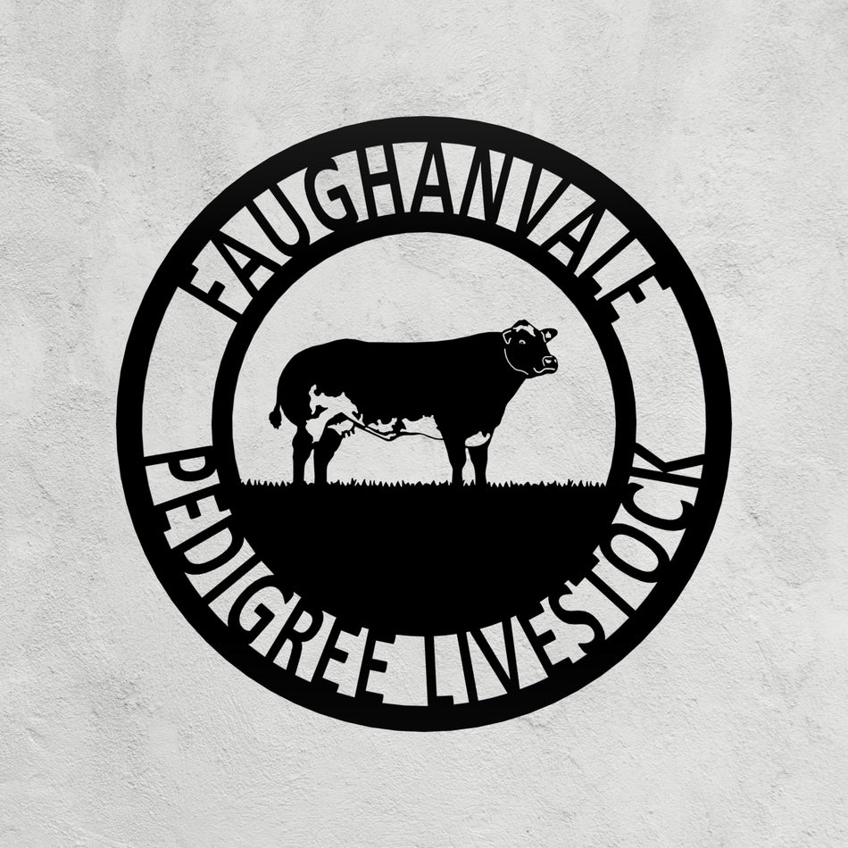 Belgian Blue Metal Farm Sign