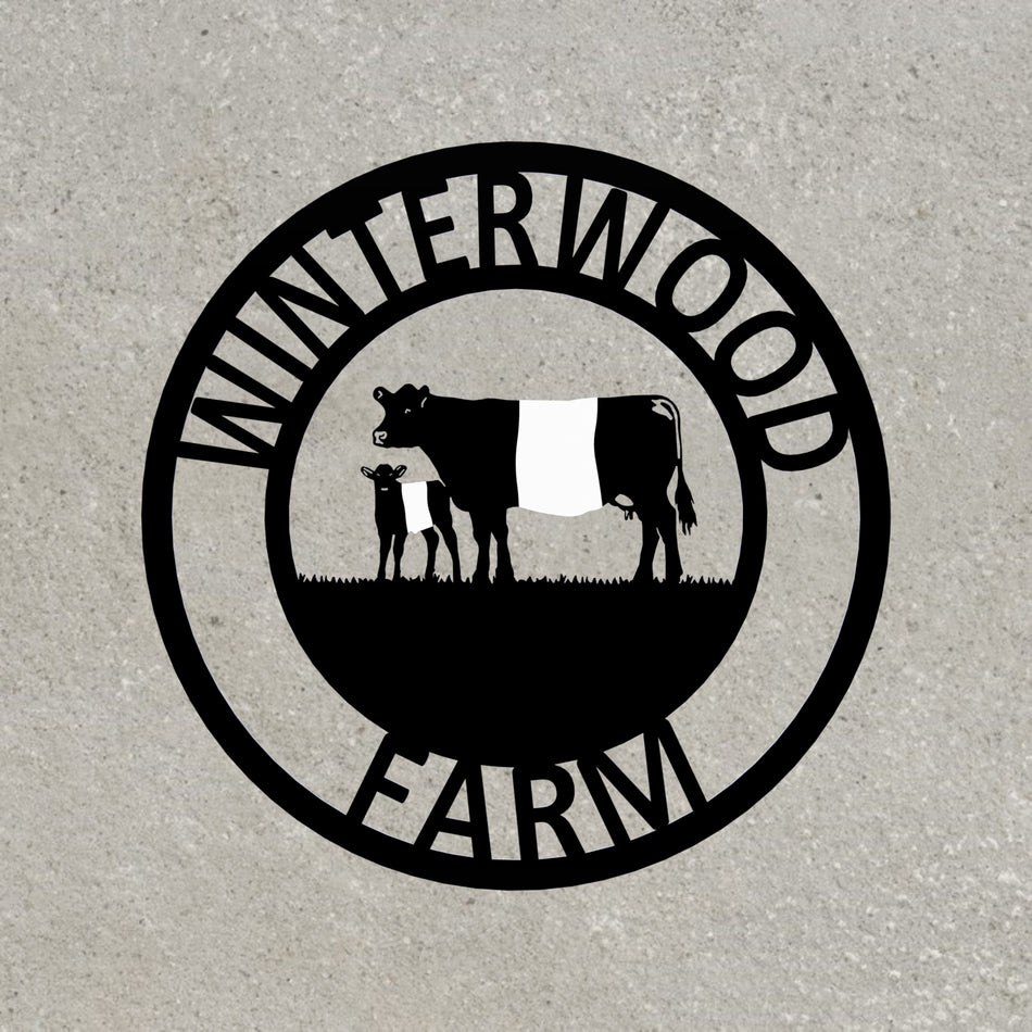 Belted Galloway Metal Farm Sign