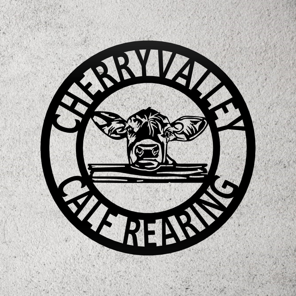 Calf Head Metal Farm Sign