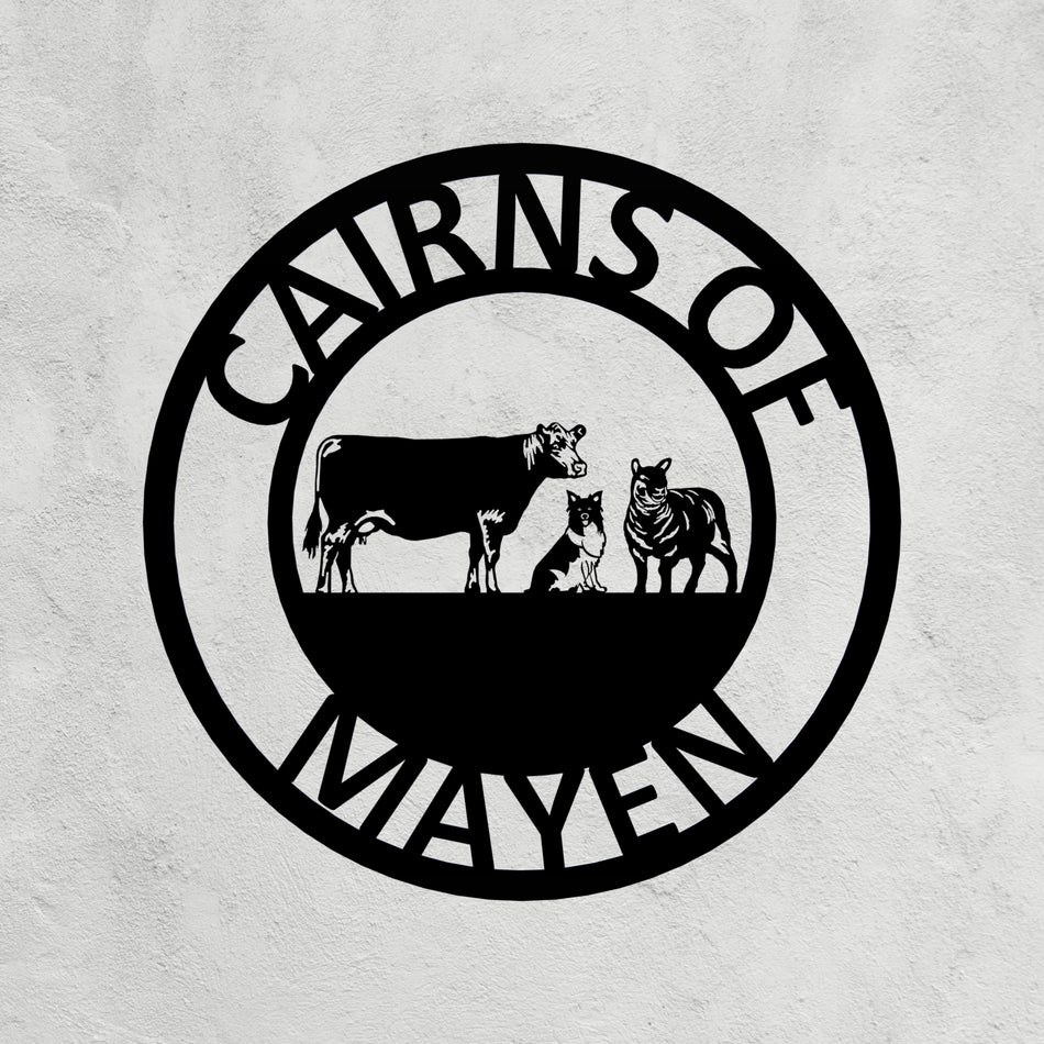 Cow, Sheep, Dog Metal Farm Sign