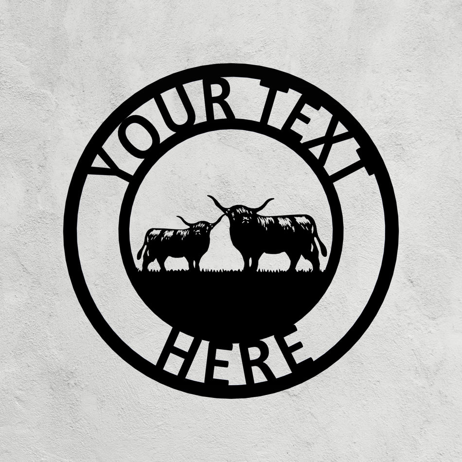 Highland Cattle Metal Farm Sign