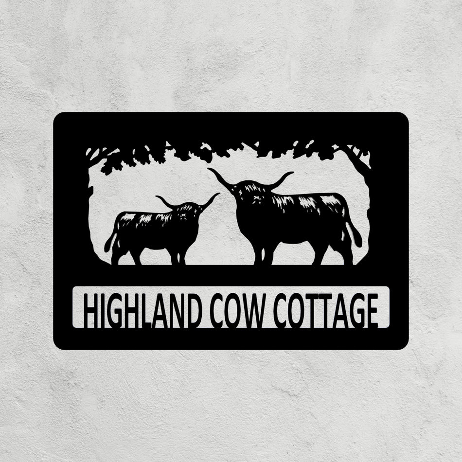 Highland Cow Metal Farm Sign