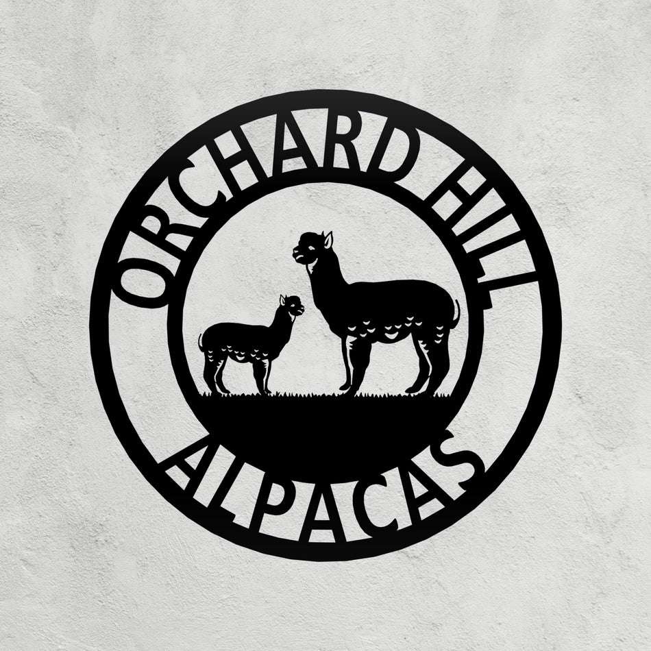 Alpaca Metal Farm Sign 