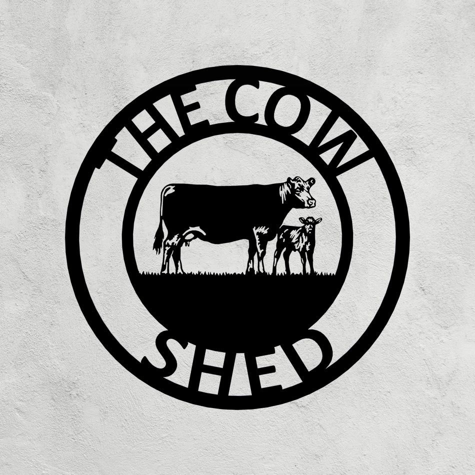 Beef Cow and Calf Metal Far Sign