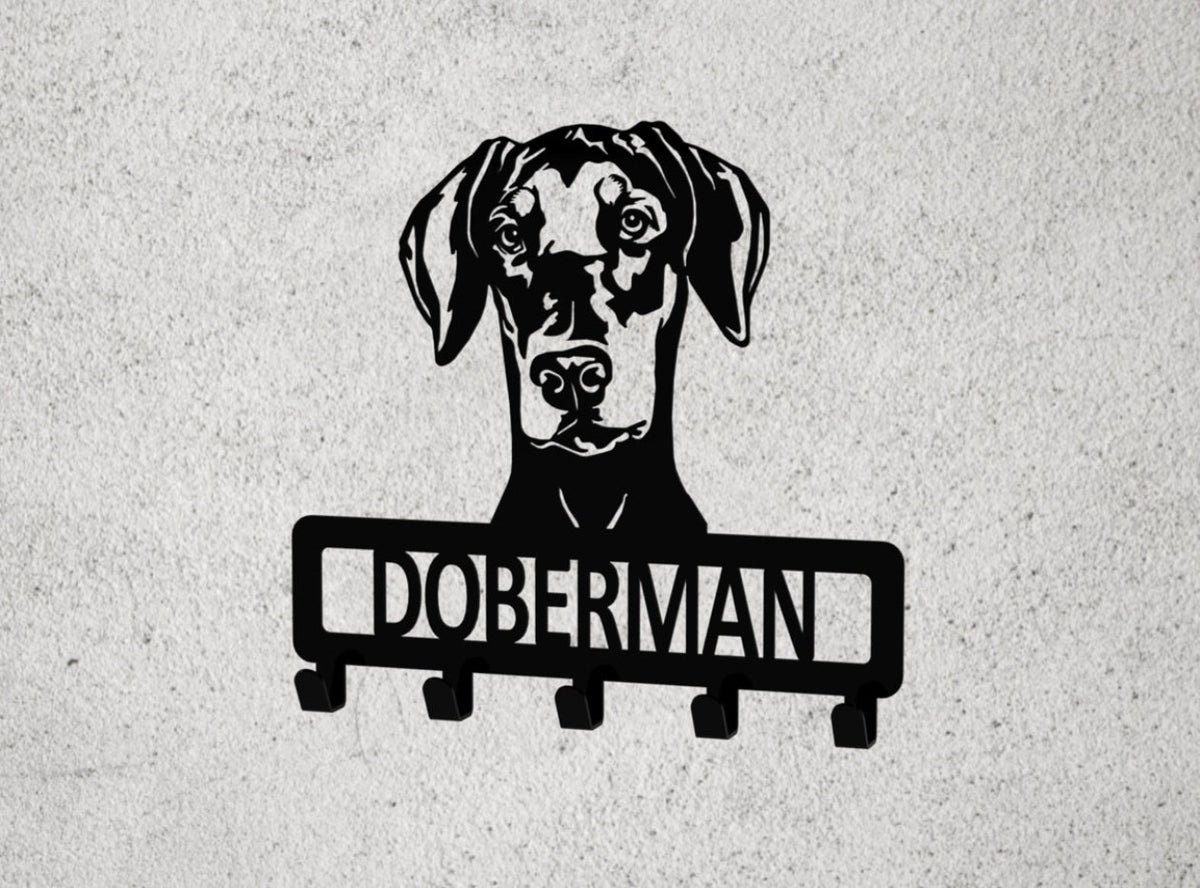 Dobermann Key Coat Holder Dog Lead Personalised