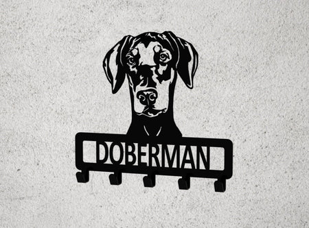 Dobermann Key Coat Holder Dog Lead Personalised