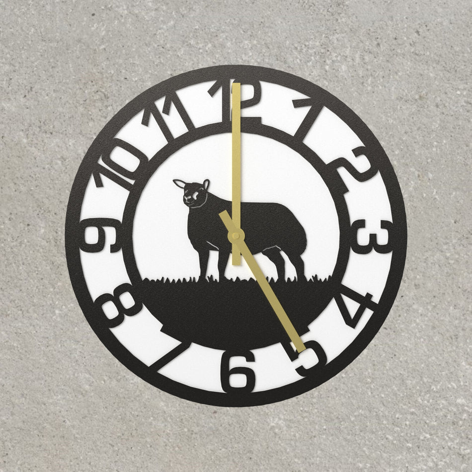 Badger Face Texel Sheep Metal Wall Clock