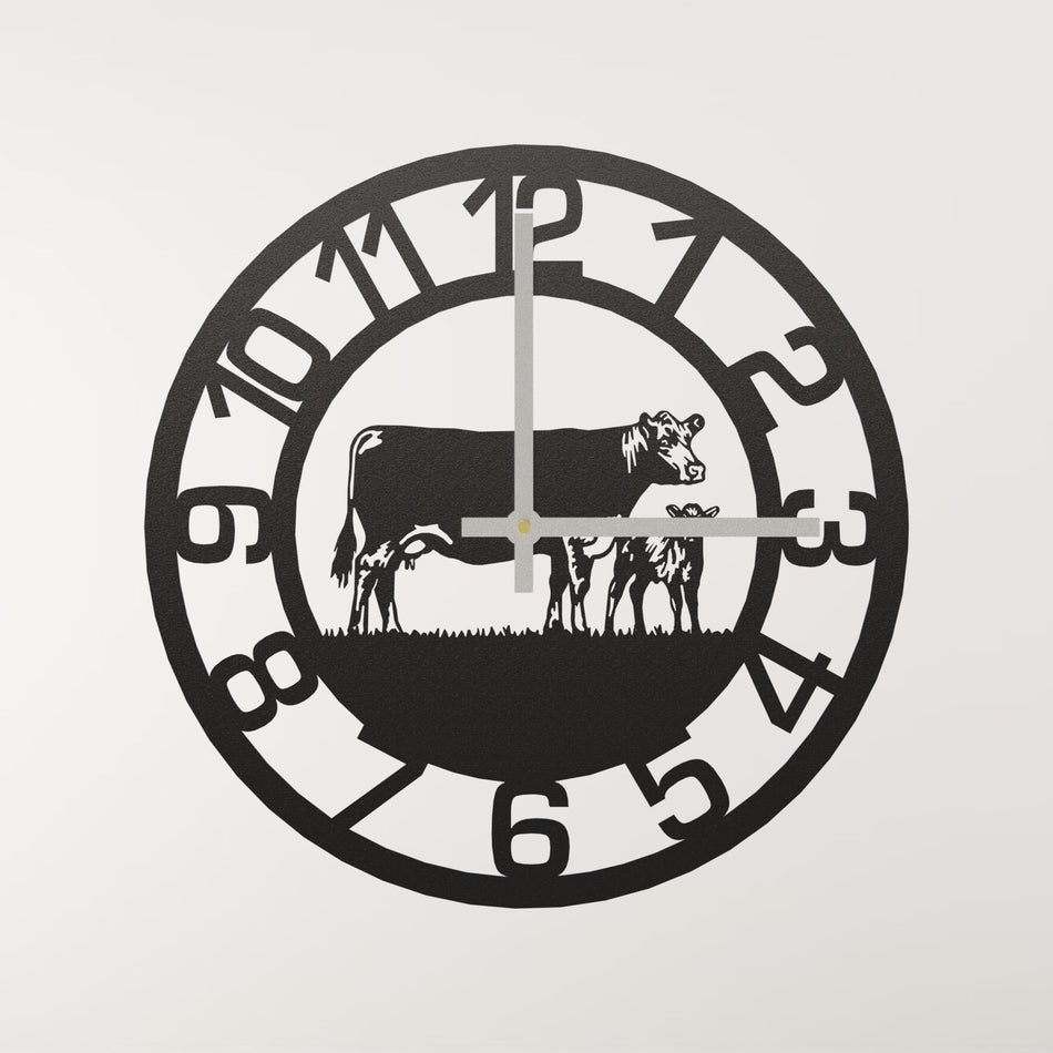 Beef Cow & Calf Metal Wall Clock