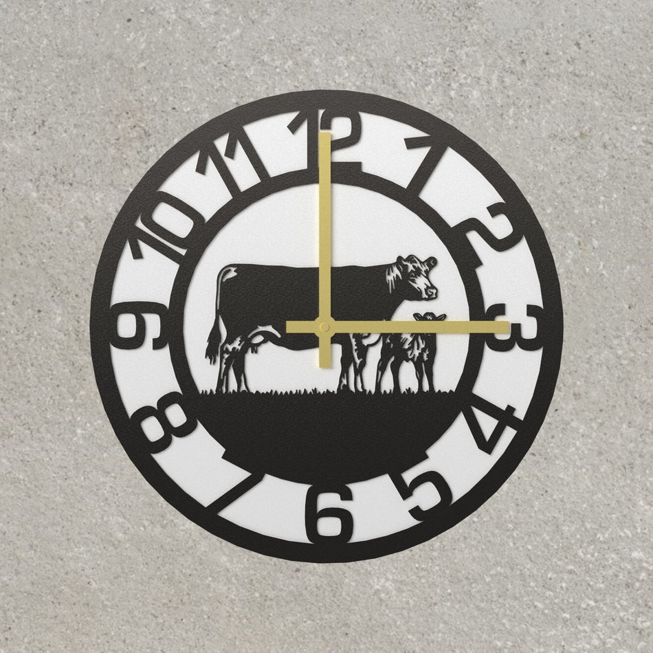 Beef Cow & Calf Metal Wall Clock