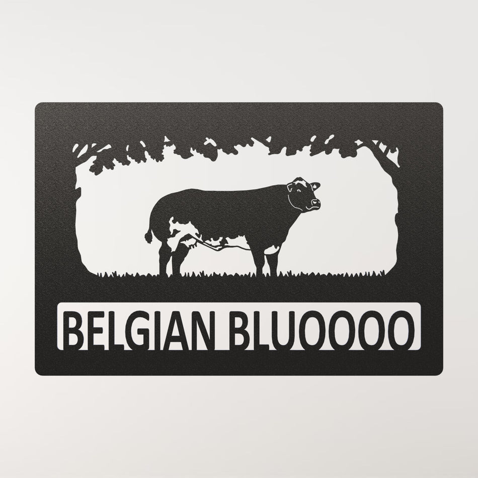 𝐁𝐞𝐥𝐠𝐢𝐚𝐧 𝐁𝐥𝐮𝐞 Cow Farm Sign | Metal Wall Art