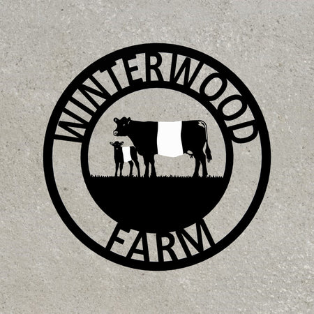 Belted Galloway Metal Farm Sign 