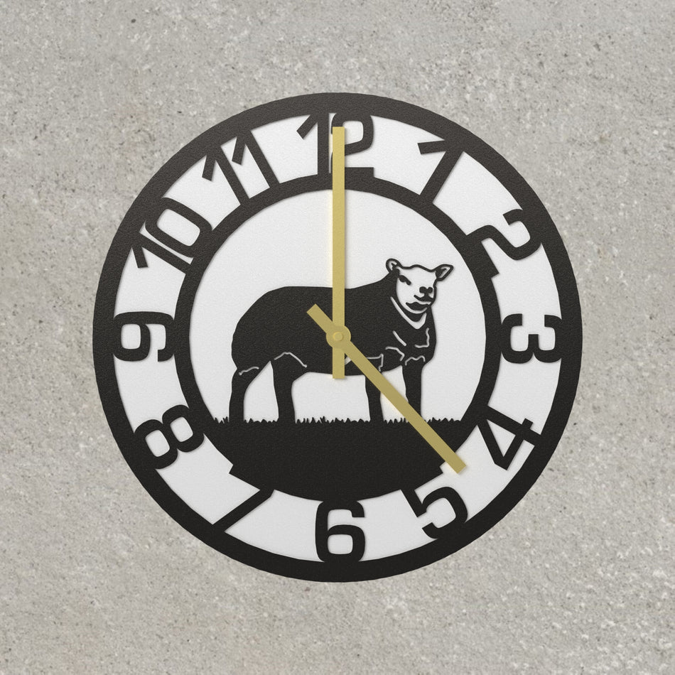 Blue Texel Sheep Metal Wall Clock
