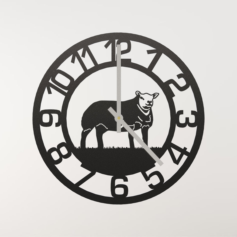 Blue Texel  Sheep Metal Wall Clock