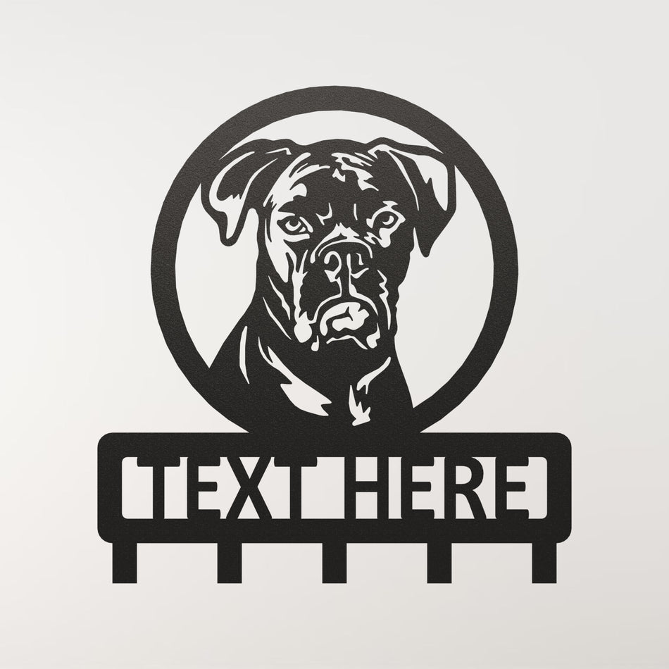 Boxer Dog Metal Key or Coat Hook | Personalised Dog Lead Holder
