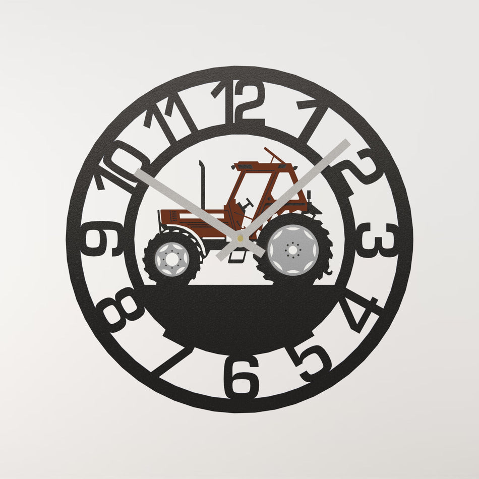 Classic Brown Tractor Metal Wall Clock