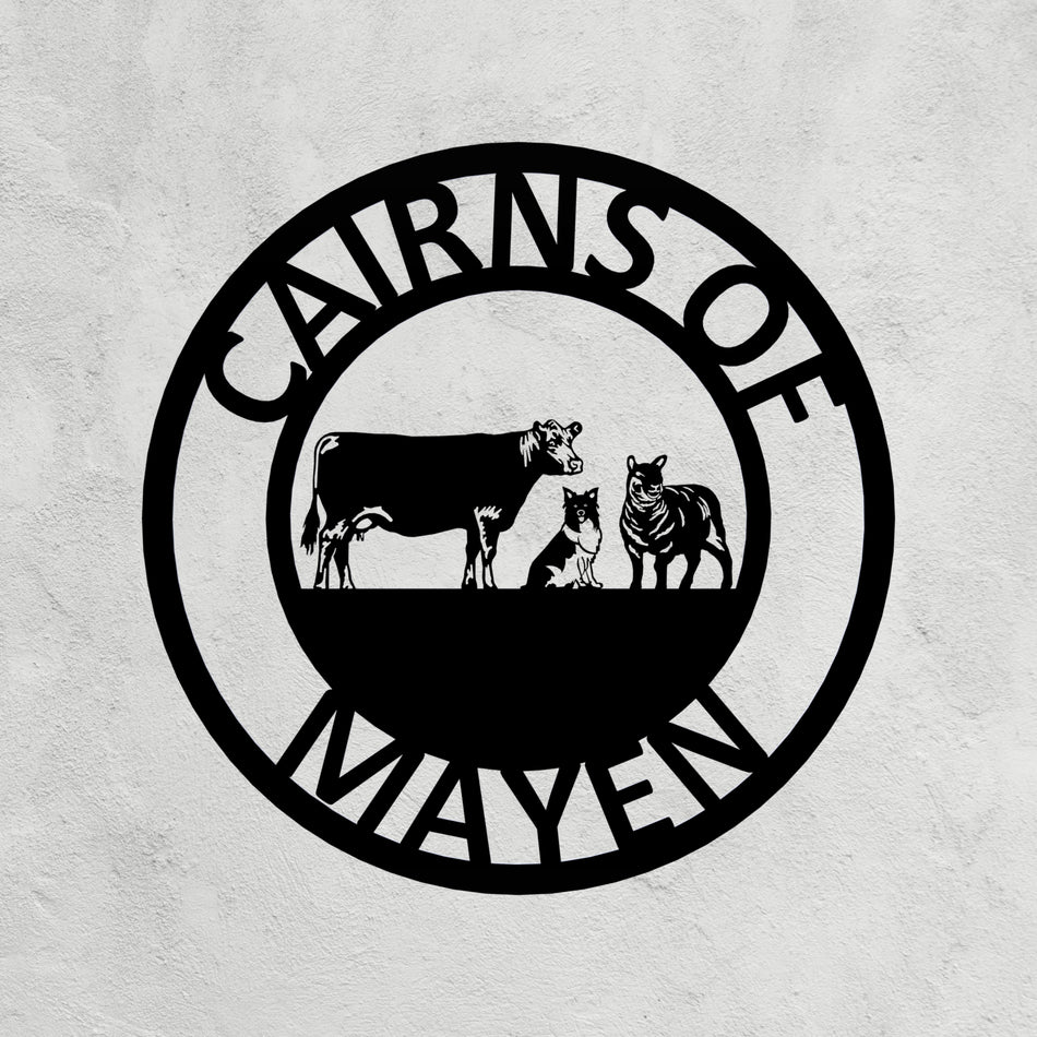 Cow, Sheep, Dog Metal Farm Sign 