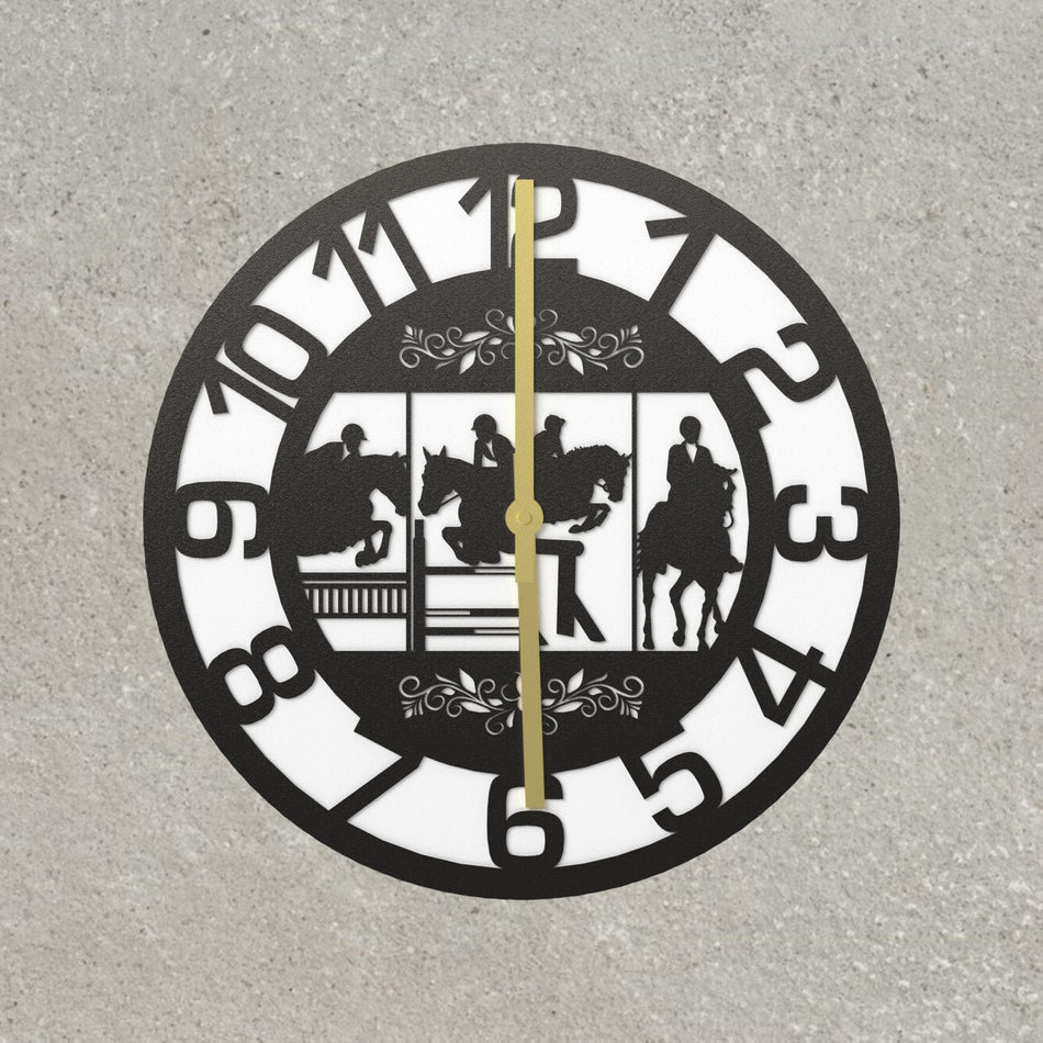 Equestrian 4 Horse Metal Wall Clock