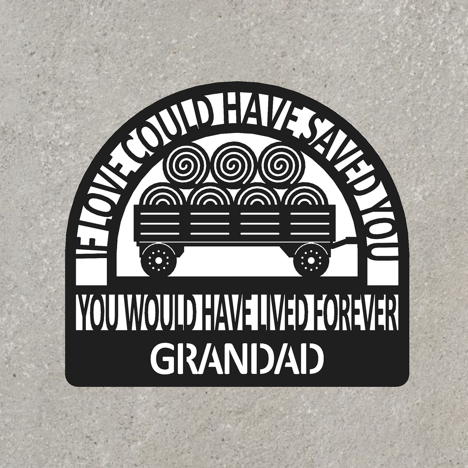 Grave Memorial Plaque - Trailer & Bales | Metal Plaque