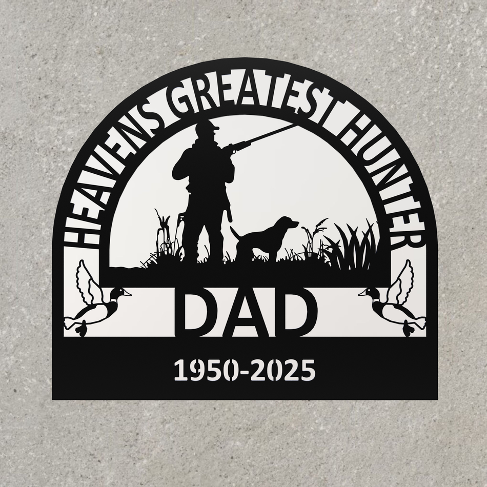 Grave Memorial Plaque - Hunter & Dog | Metal Plaque