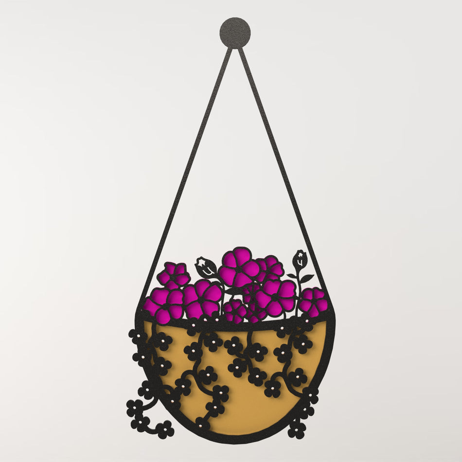 Flowers with Hanging Basket | Metal Wall Art