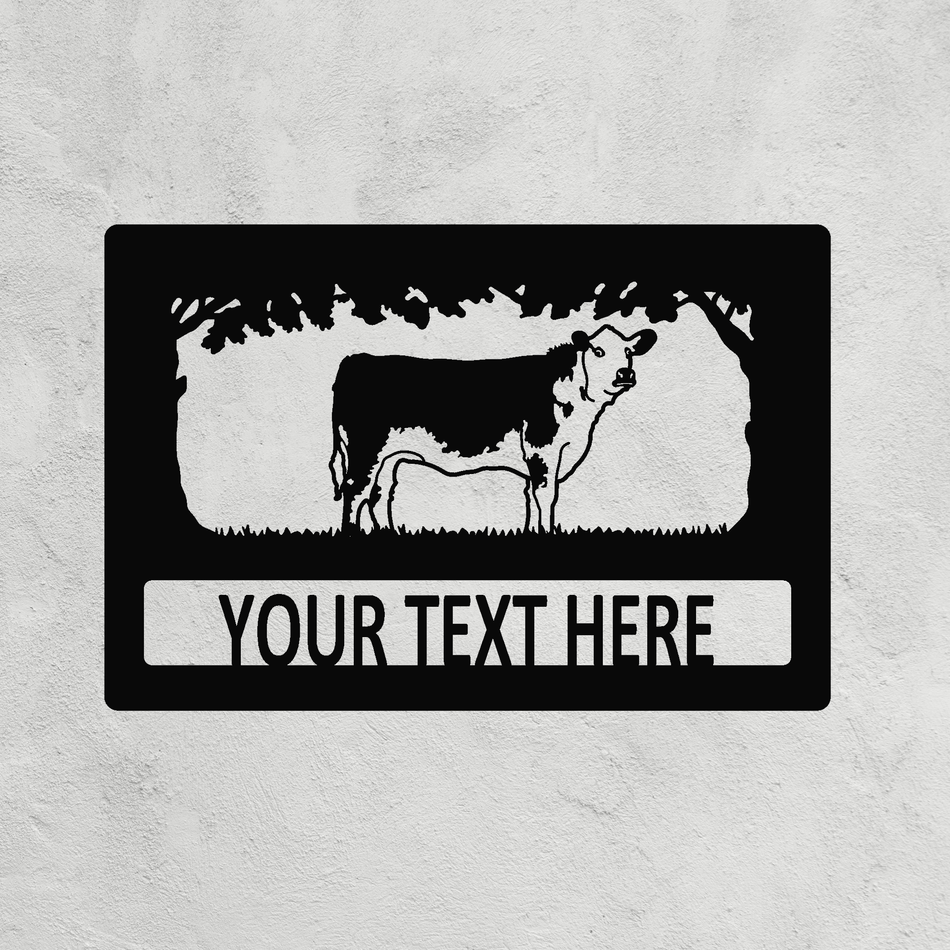 Hereford Cow (Rectangle) | Metal Farm Sign