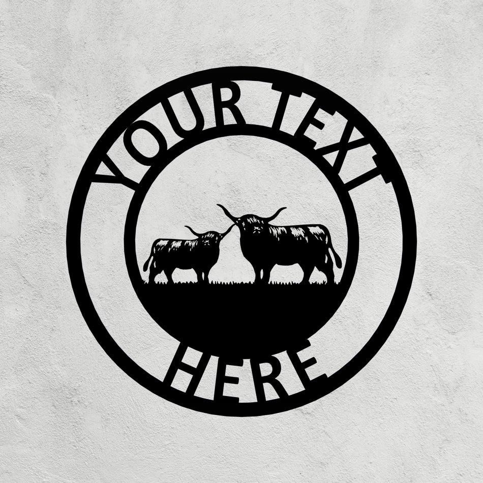 Highland Cattle Metal Farm Sign 