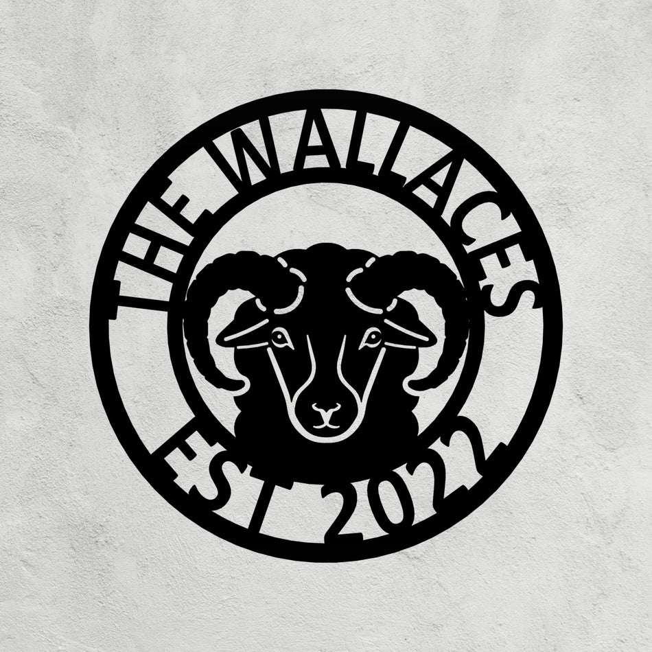 Horned Sheep (V.2) | Metal Farm Sign