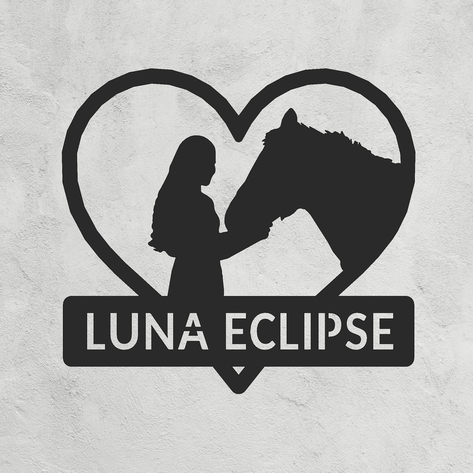 Woman & Horse in Heart | Metal Wall Art