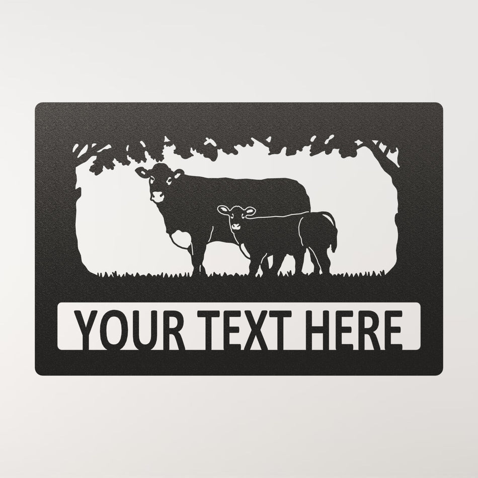 Limousin Cow & Calf (Rectangle) | Metal Farm Sign
