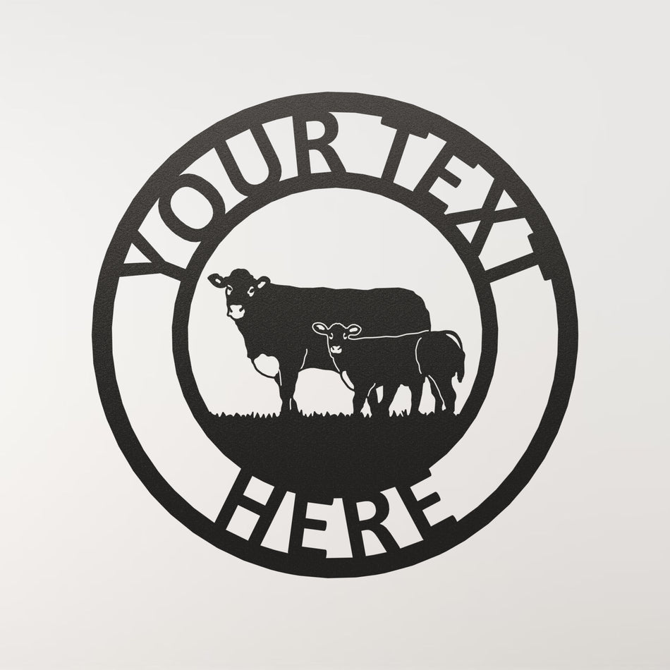 Limousin Cow & Calf | Metal Farm Sign