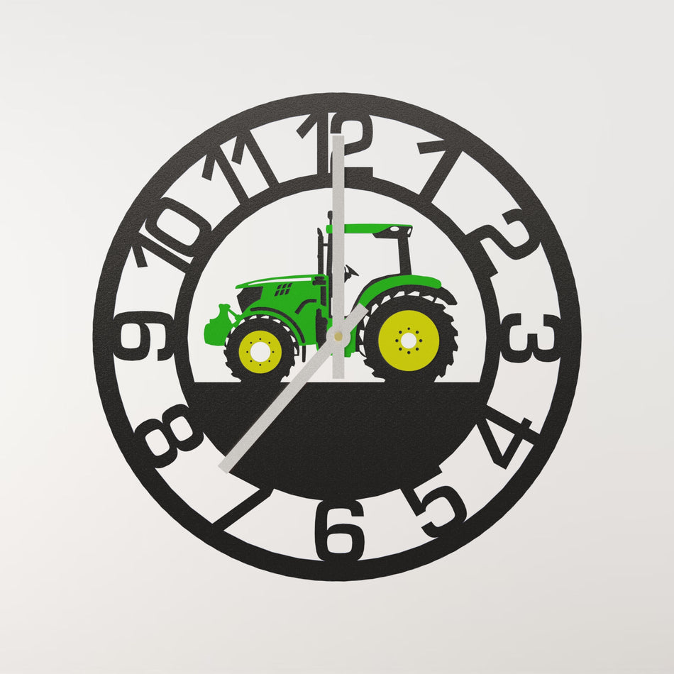 Modern Green Tractor Metal Wall Clock