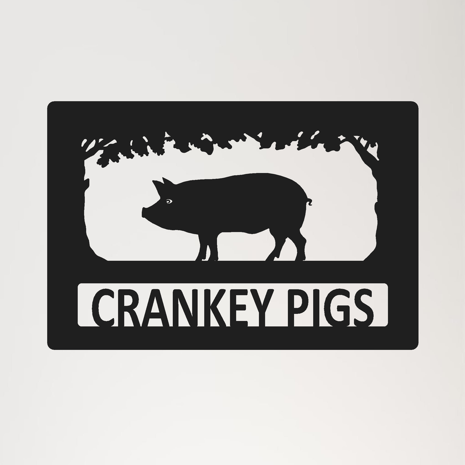 𝐏𝐢𝐠 (Rectangle) under Trees | Metal Wall Art