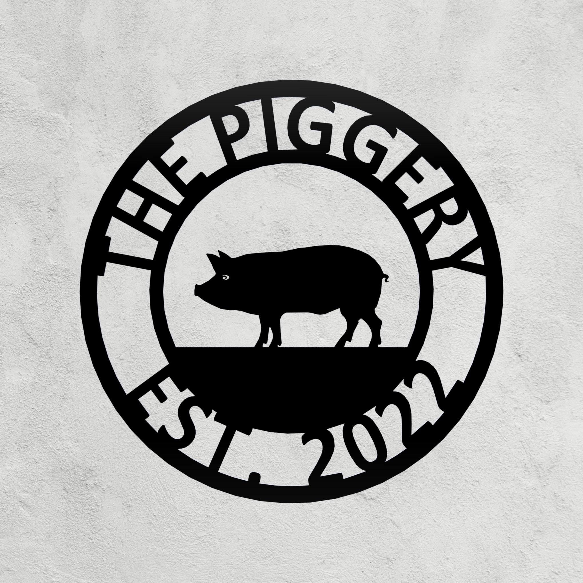 Pig Metal Farm Sign 