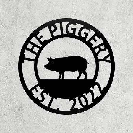 Pig Metal Farm Sign 