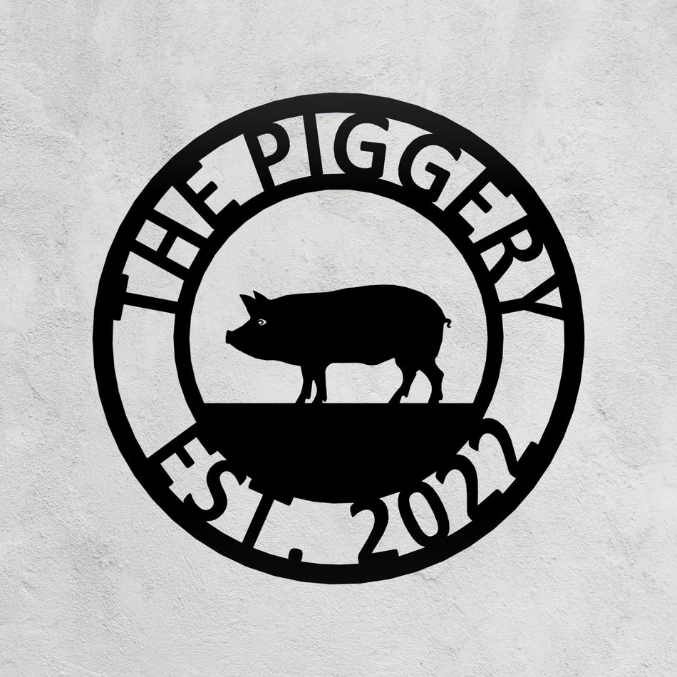Pig Metal Farm Sign 