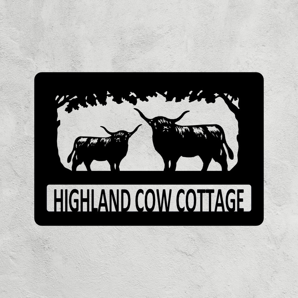 Highland Cow Metal Farm Sign 