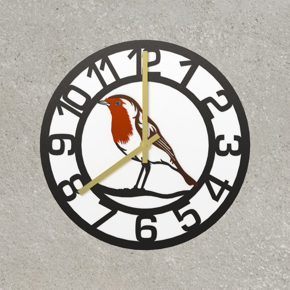Robin (Colour) Metal Wall Clock