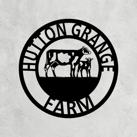 Dairy Cow and Calf Metal Farm Sign 