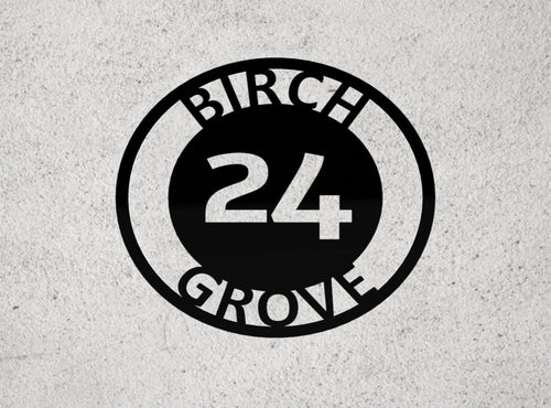 Metal Address Sign Round