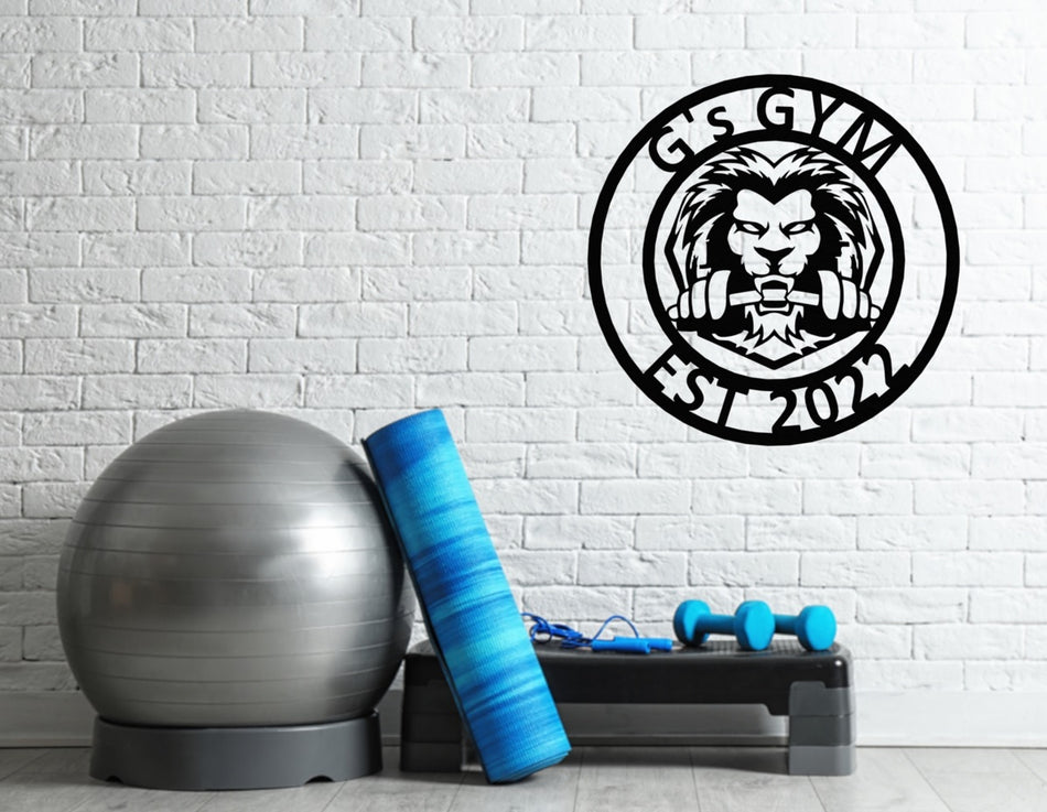 Home Gym Sign - Lion and Barbell