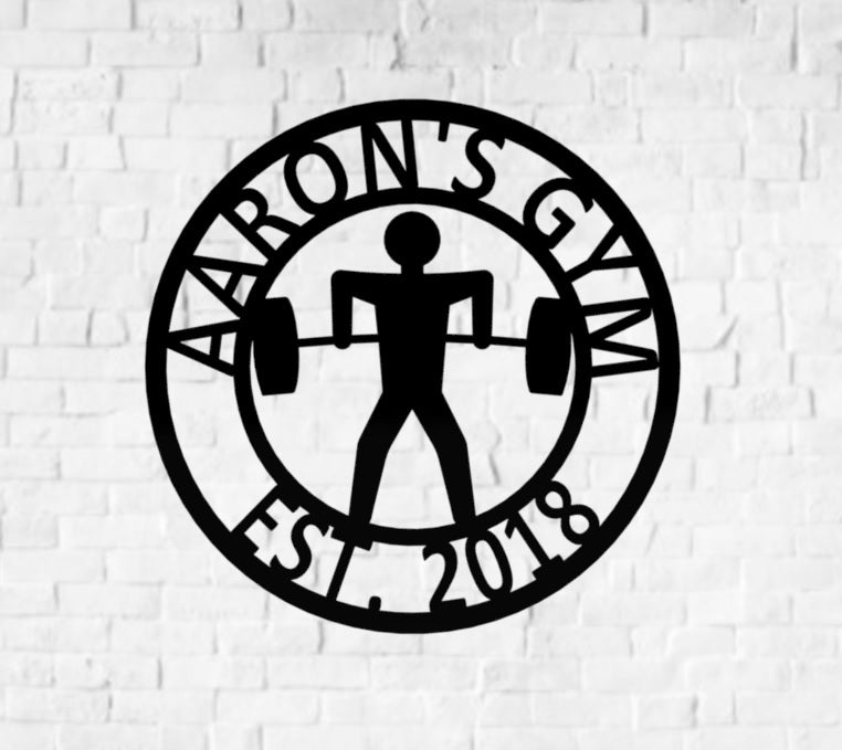 Home Gym Sign Metal Weightlifter