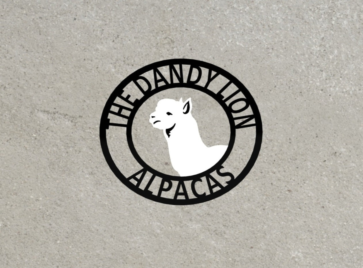 Alpaca Metal Farm Sign 