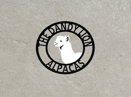 Alpaca Metal Farm Sign 