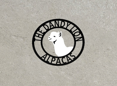Alpaca Metal Farm Sign 