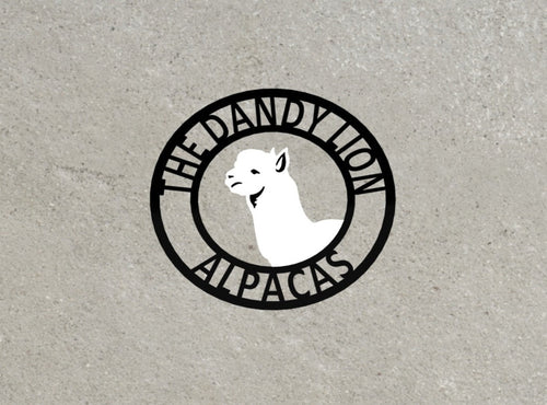 Alpaca Metal Farm Sign 