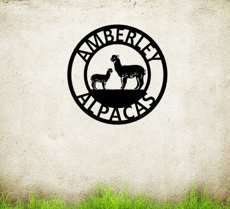 Alpaca metal farm sign personalised 