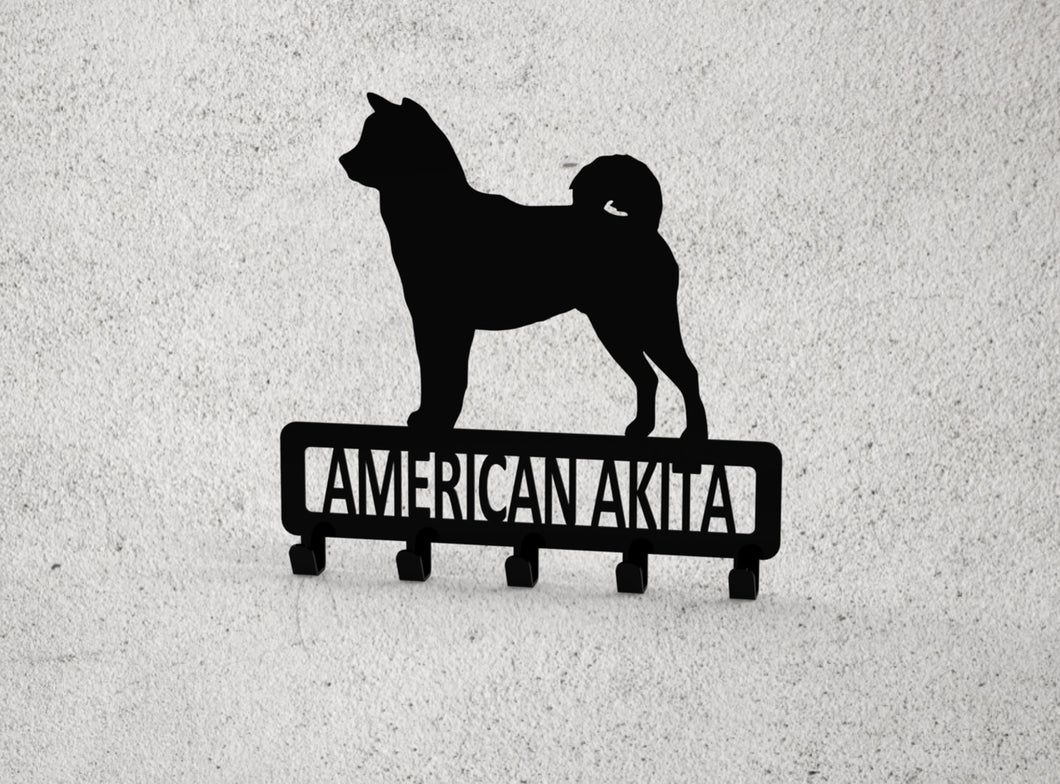 Personalised American Akita Key Coat Holder Dog Lead Holder 