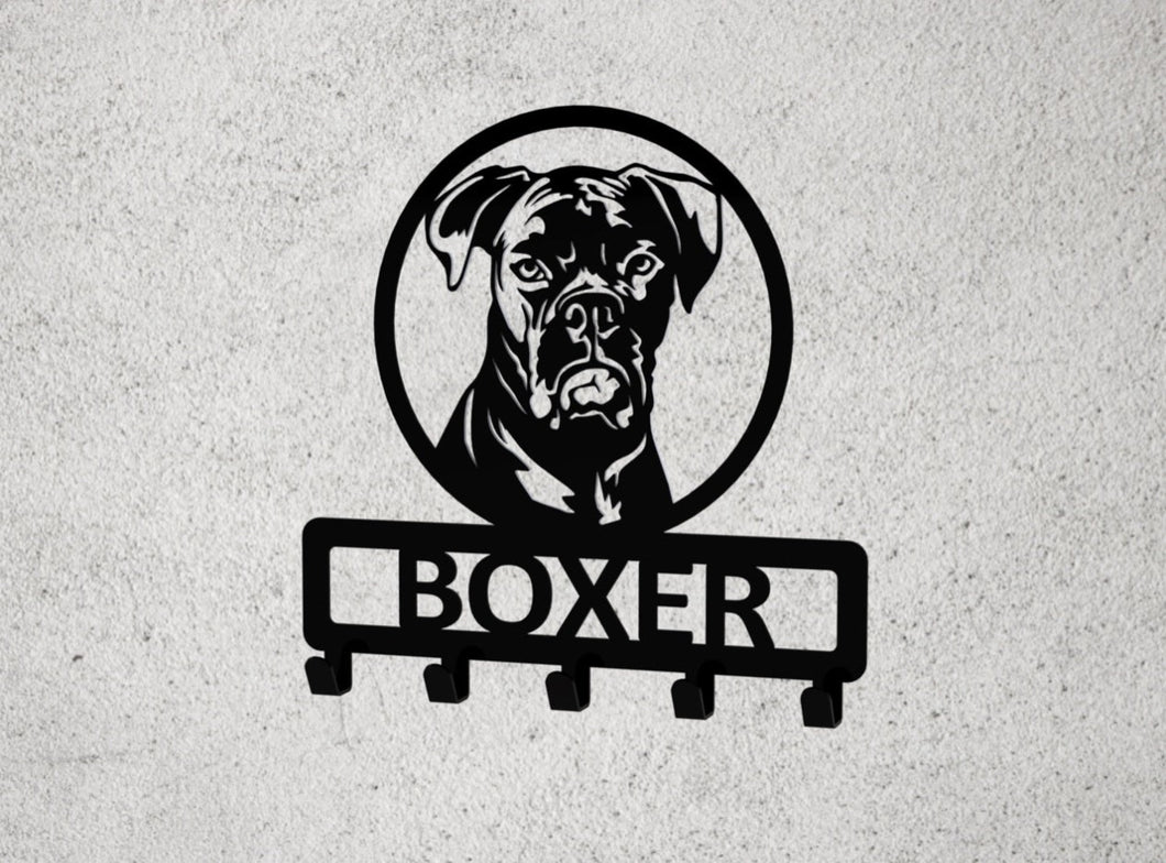 Boxer Dog Key or Coat Hook Dog Lead Holder Personalised