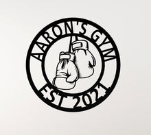 Load image into Gallery viewer, Home Gym Sign Metal Boxing Gloves
