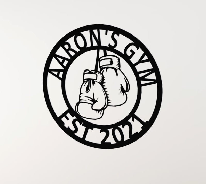 Home Gym Sign Metal Boxing Gloves 